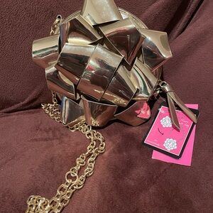 Betsey Johnson Metallic Bow Crossbody Bag